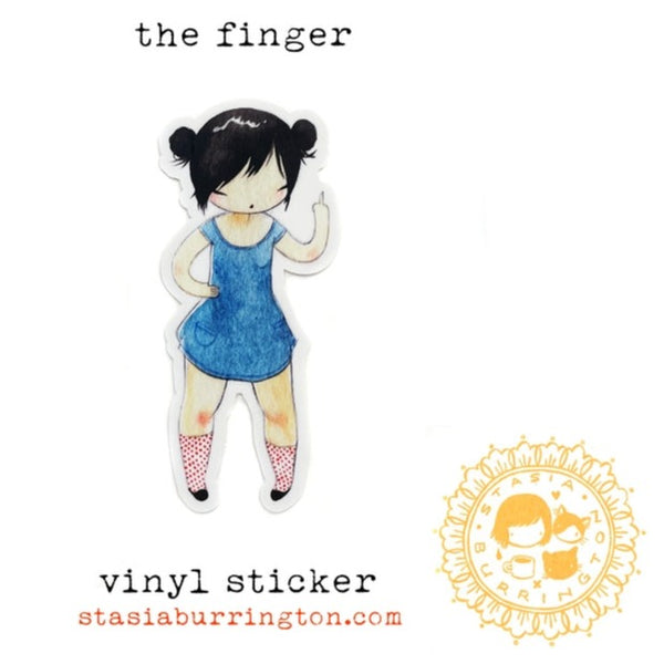 The Finger Rude Girl Vinyl Sticker Stasia Burrington Illustration