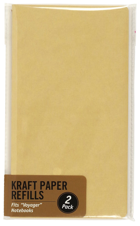 Adapt your Peter Pauper Press Voyager Notebook to your needs with your choice of refill packs! Kraft Paper Refills pack contains 2 refill inserts.

Kraft paper pages are ideal for creative visual planning, note-taking, bullet journaling, sketching, field work, and more. Premium 80 gsm paper supports pen or pencil. Paper is acid-free and of archival quality. Kraft paper covers. Each insert has 60 pages.