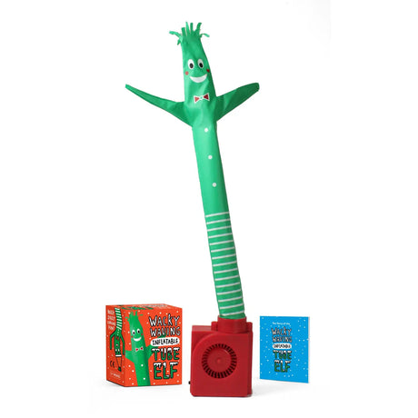 He's holly. He's jolly. He's perfect for gifting or for adorning your mantle this Christmas. He's the Wacky Waving Inflatable Tube Elf! GREAT STOCKING STUFFER: A hilarious, cheerful item that makes the perfect stocking stuffer and white elephant gift

SPECIFICATIONS:&nbsp;17-inch green waving tube elf with fan in base to let him wave, dance, flail, and spread cheer with you all holiday season (batteries not included)
INCLUDES MINI BOOK: Includes 32-page illustrated mini book exploring the fascinating (imagi