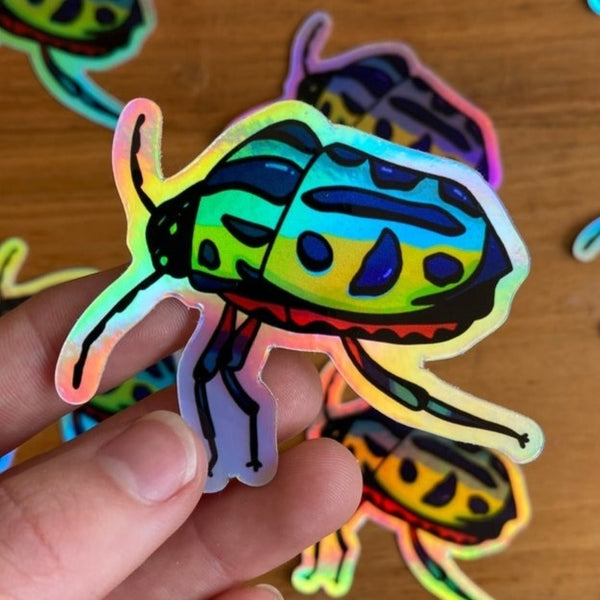 Beetle Holographic Sticker Water Resistant