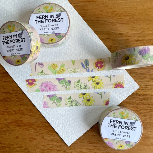 Fern In The Forest Watercolor Wildflower Washi Tape