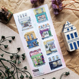 Watercolor Storefronts 2 Sticker Sheet