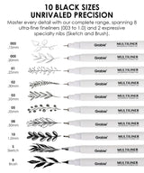 THE GRABIE ARCHIVAL PROMISE - Draw with unrivaled confidence knowing our fade-proof pigment ink is fast-drying and boasts uncompromising waterproof performance across every single tip. This ensures your lines stay crisp, permanent, and bleed-free, even on the most detailed work.