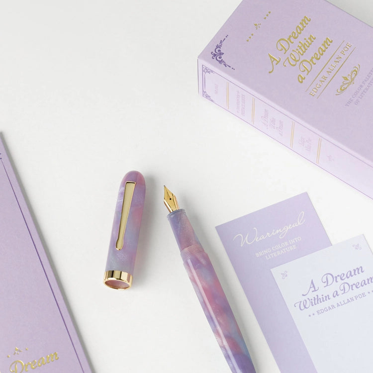 Discover the colors of literature inspired by the emotions and moments found in literary works, now in a fountain pen.&nbsp;

The Wearingeul Literature Fountain Pen was created to bring the colors of stories born from literature into your hands. Take your time with the Wearingeul Literature Fountain Pen and write down the words and impressions that stayed with you.&nbsp;

Inspired by the ethereal imagery of fleeting dreams and the transient beauty of golden sand slipping through fingers - introducing a pen 