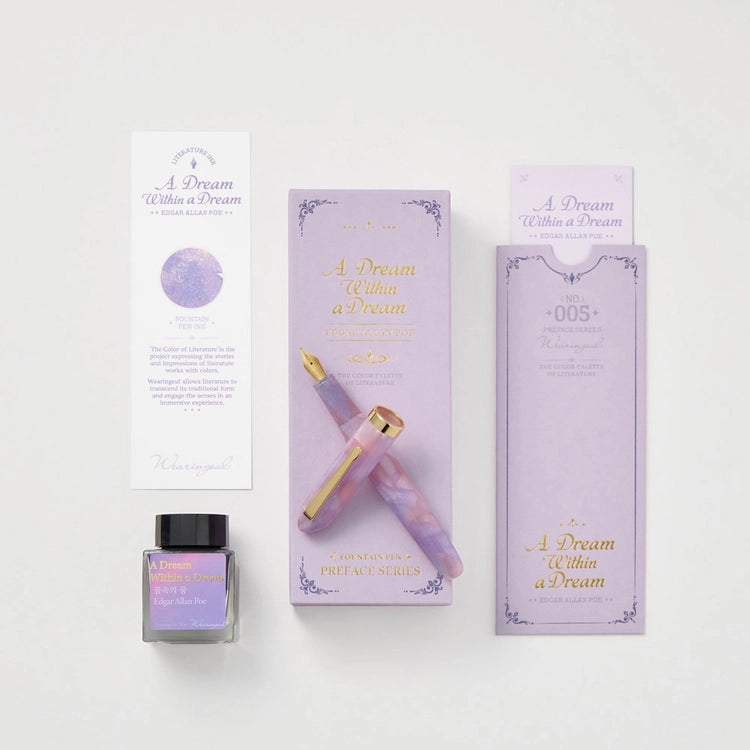 Discover the colors of literature inspired by the emotions and moments found in literary works, now in a fountain pen.&nbsp;

The Wearingeul Literature Fountain Pen was created to bring the colors of stories born from literature into your hands. Take your time with the Wearingeul Literature Fountain Pen and write down the words and impressions that stayed with you.&nbsp;

Inspired by the ethereal imagery of fleeting dreams and the transient beauty of golden sand slipping through fingers - introducing a pen 