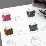 Wearingeul Impression Ink Color Swatch A5 Sheets- Ink Bottles