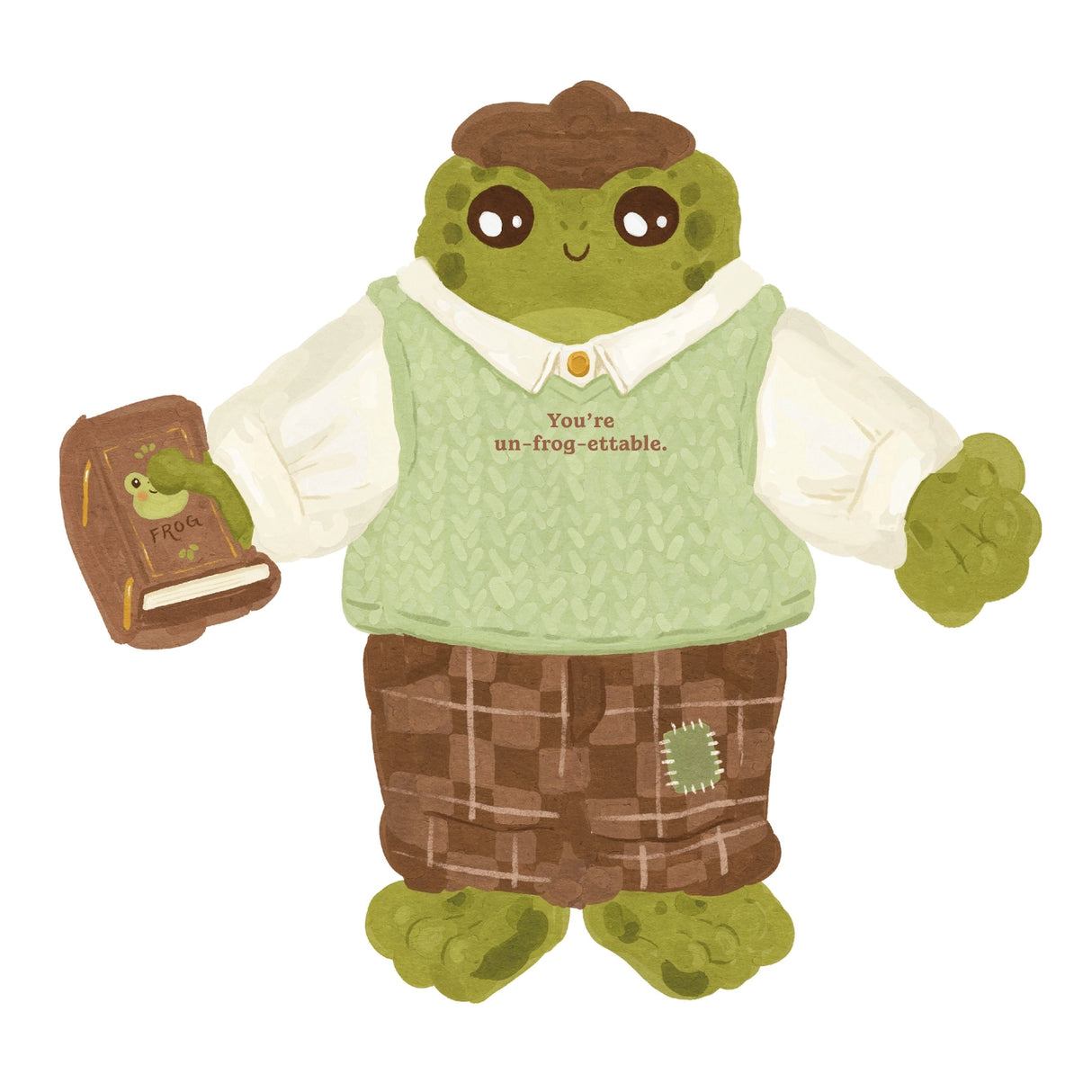 Add some quirky charm to your correspondence with adorable frog-shaped notecards!

These illustrated cards feature four different designs and punny greetings. From a wizard frog to a romantic frog, a bookish toad to a cowboy croaker, each of these playful amphibians will deliver your birthday wishes, congratulations, and cheerful ribbits to friends and family! The stationery set includes 12 die-cut notecards (4 designs repeating) and 12 envelopes.