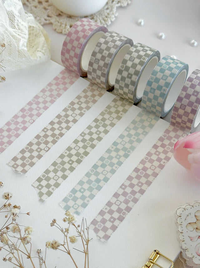 ♡ whimsy checkered washi tape&nbsp;

♡ perfect for layering &amp; adding a decorative touch to your journal pages!

♡ 16mm wide

♡ all washi is 10m long

Illustrated &amp; designed by Aarti from @leelajournals. Colors may vary from screen to screen and real life to photo.&nbsp;