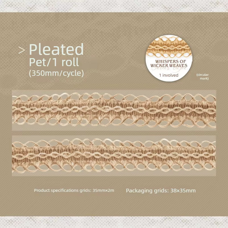 Add a cozy touch to your crafts with the Whiskers of Wicker Weaves Kiss Cut PET Tape. Each kiss‑cut piece is easy to peel and perfect for decorating journals, planners, pen‑pal letters, scrapbooks, and gifts. The soft wicker‑inspired motifs give your pages a gentle, homey touch that feels both cute and calming.

Kiss Cut
Includes 1 roll of PET tape