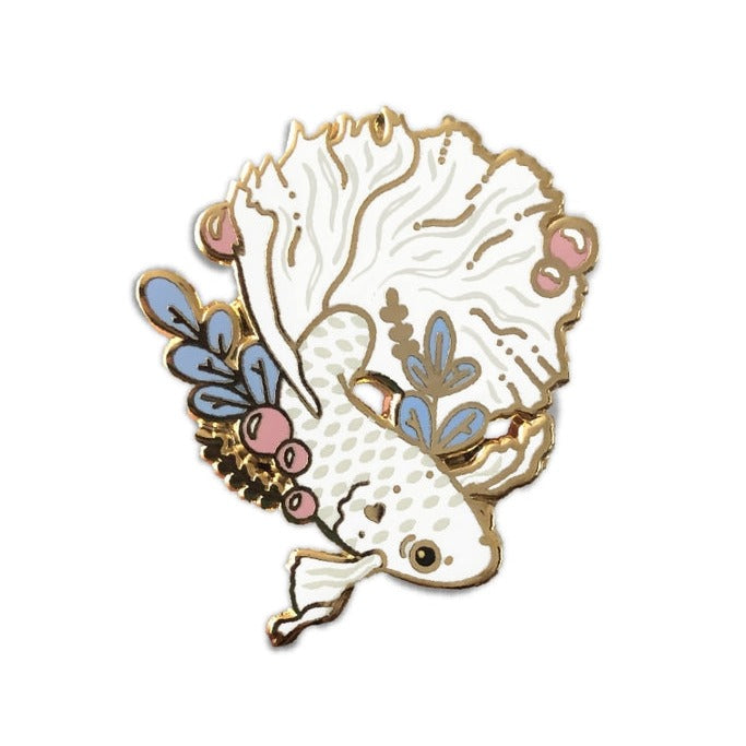 Pin Betta The Crowned Rabbit - White Betta Fish Enamel Pin – Little Craft Place
