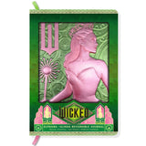The perfect place to note your thoughts in style, this 184-page collectible journal is a stylish gift for any Wicked fan. This reversible journal can be flipped to present either Elphaba Thropp’s or Glinda Upland’s profiles, with internal pages in soft shades of green and pink and with a satin placeholder ribbon.

QUALITY CONSTRUCTION: This journal features a stunningly detailed, molded hardcover with metallic finish, 184-ruled pages of premium paper, plus a satin ribbon marker to ensure you never lose your