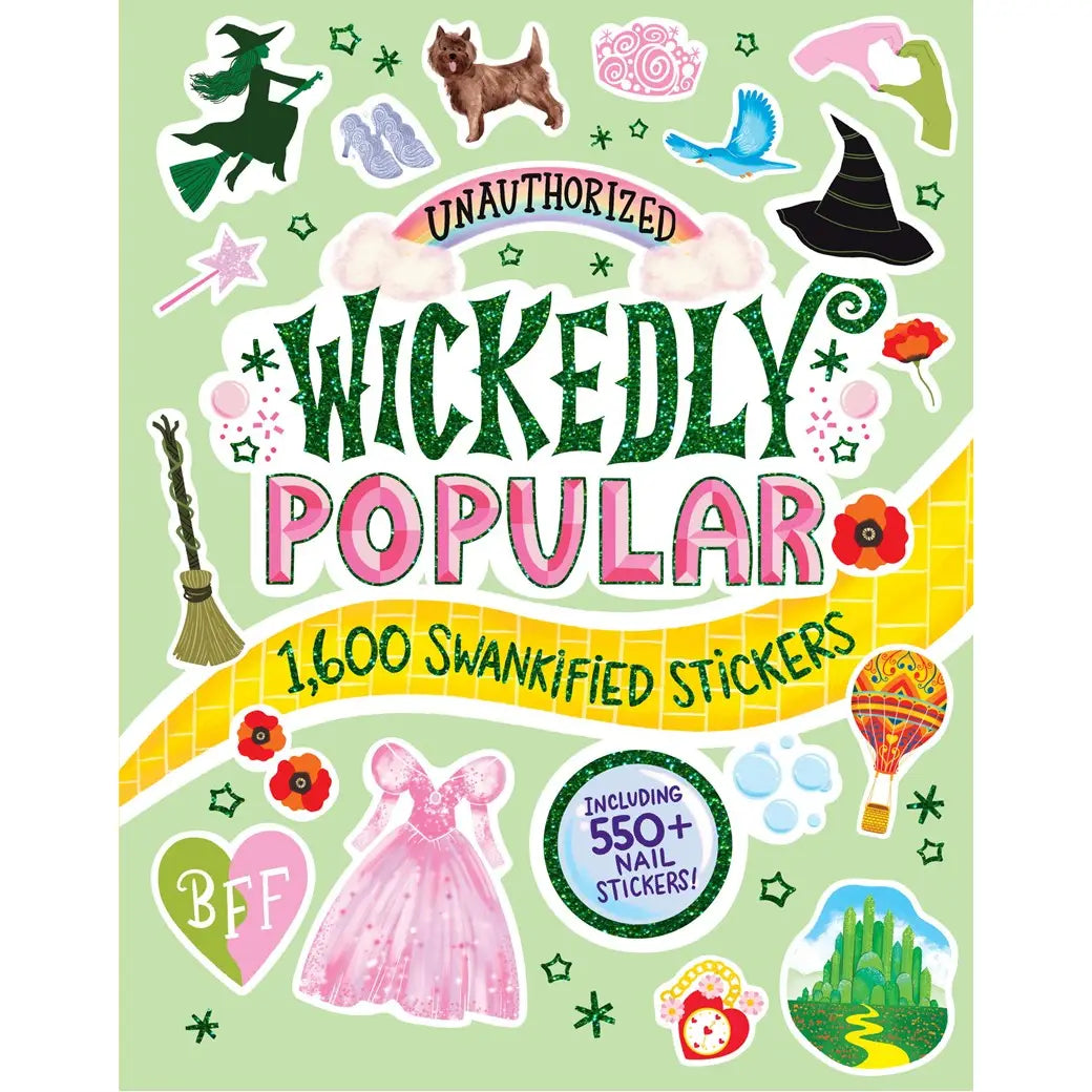 A must-have sticker book for fans of Wicked and The Wizard of Oz, filled with symbols from the hit movies and musical!

Explore the wonderful world of Oz—with 1,100+ iconic stickers! Including nods to Wicked (the Broadway musical and the new movies) and the classic tale The Wizard of Oz, this unauthorized sticker book contains “popular” song titles, lyrics, notable quotes, and references to beloved characters. Plus, bonus pages of tiny nail stickers for witchy-inspired manicures!

So grab a copy and bring a