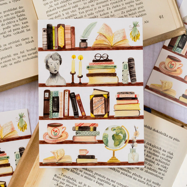 This postcard designed with all book lovers in mind will be perfect for your snail mail, art wall and letters. You can find the same motif also as a sticker sheet, here. Made from one of my sketchbook paintings with love in Czech Republic.