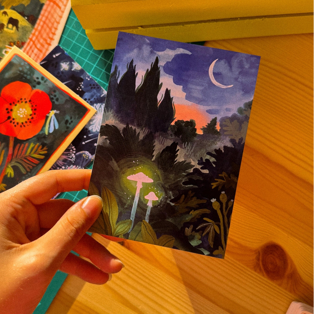 This postcard will be perfect little gift during this Christmas season. Made from one of my sketchbook paintings, with love from Czech Republic. Printed in high quality on matte paper.