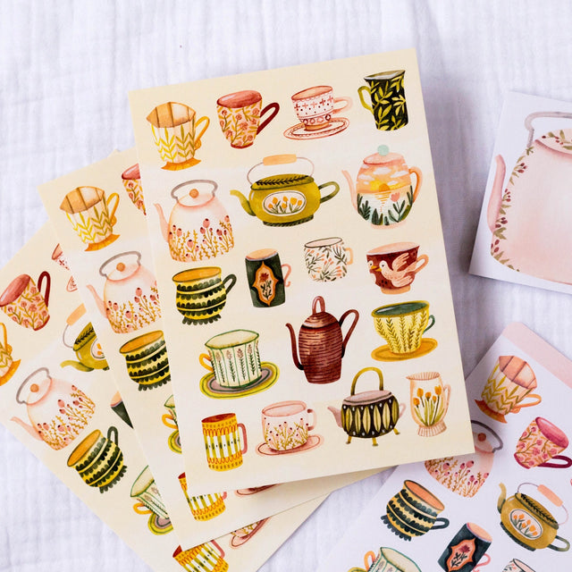This postcard designed with all tea lovers in mind will be perfect for your snail mail, art wall and letters. You can find the same motif also as a sticker sheet, here. Made from one of my sketchbook paintings with love in Czech Republic.