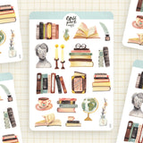 Designed for all book lovers, this paper sticker sheet will be perfect for your bullet journal, planner, diary, snail mail or other crafts. All illustrations are my own originals made with love in Brno, Czech Republic.