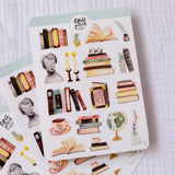 Designed for all book lovers, this paper sticker sheet will be perfect for your bullet journal, planner, diary, snail mail or other crafts. All illustrations are my own originals made with love in Brno, Czech Republic.