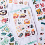 Designed for all book lovers, this paper sticker sheet will be perfect for your bullet journal, planner, diary, snail mail or other crafts. All illustrations are my own originals made with love in Brno, Czech Republic.