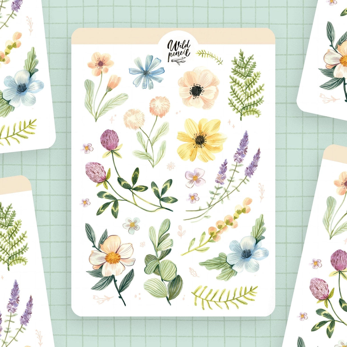 Wild Pencil Studio Sticker Sheet - Pastel Flowers