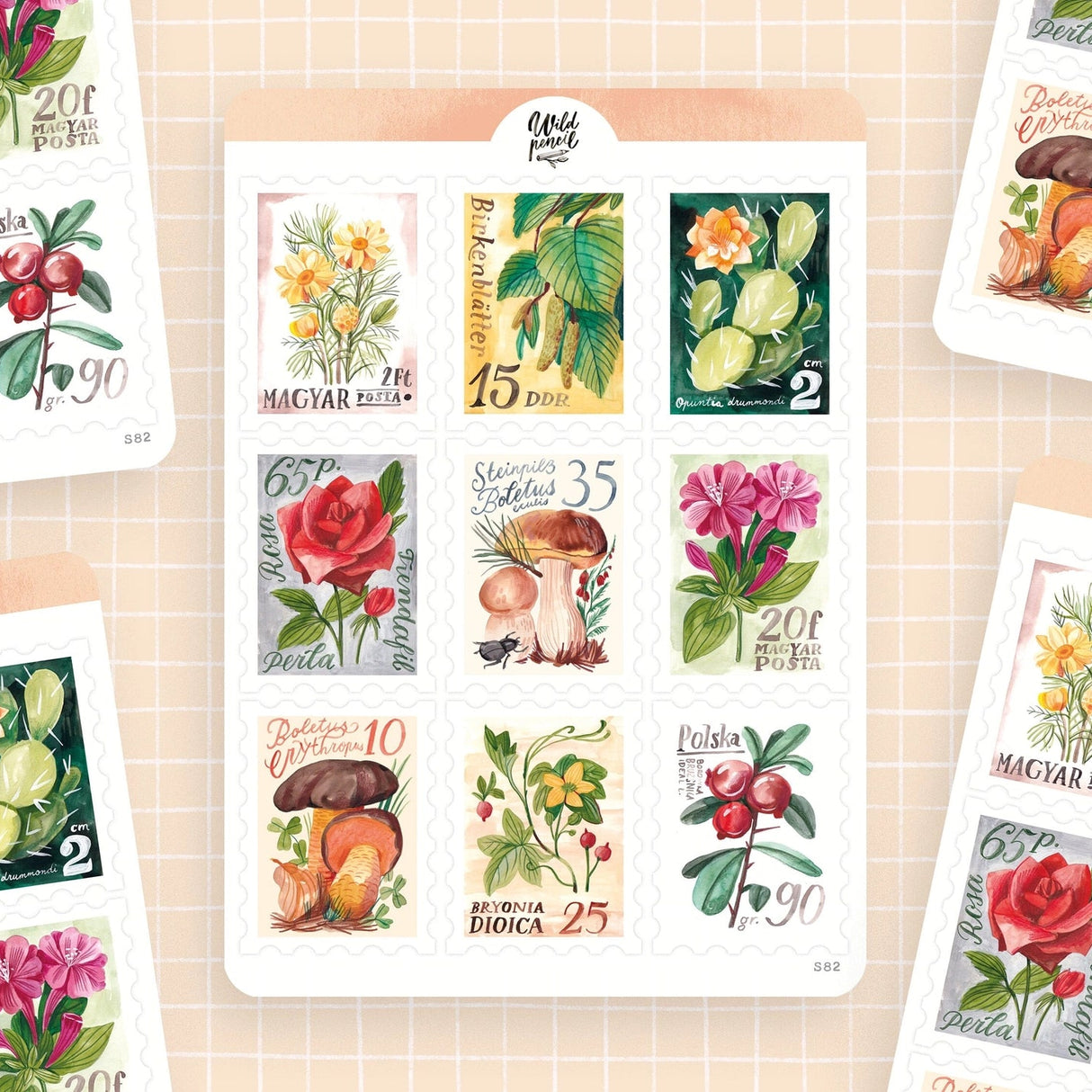 Borderless vintage stamps to decorate your letters and journals. They look the best on coloreed background! Perfect for your bullet journal, planner, snail mail or various other crafts. Designed from my original sketchbook illustrations, each made with love in Czech Republic.