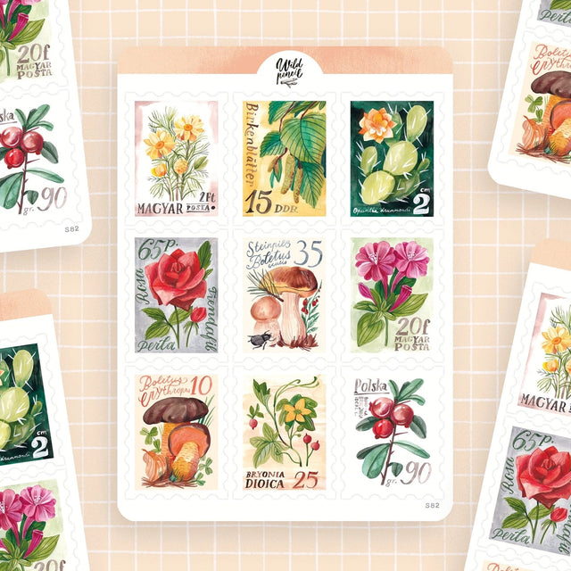 Borderless vintage stamps to decorate your letters and journals. They look the best on coloreed background! Perfect for your bullet journal, planner, snail mail or various other crafts. Designed from my original sketchbook illustrations, each made with love in Czech Republic.