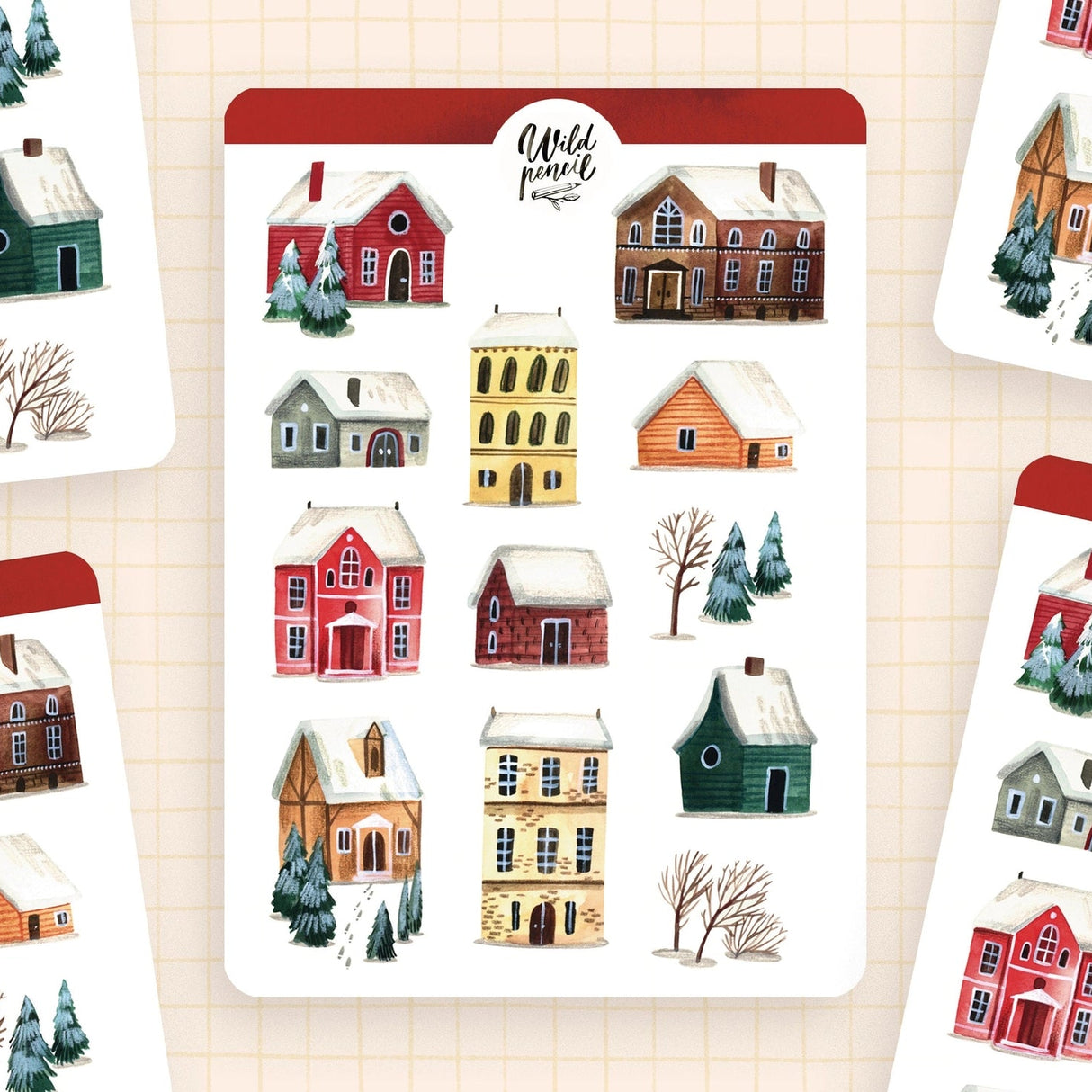 Wild Pencil Studio Sticker Sheet - Winter Town
