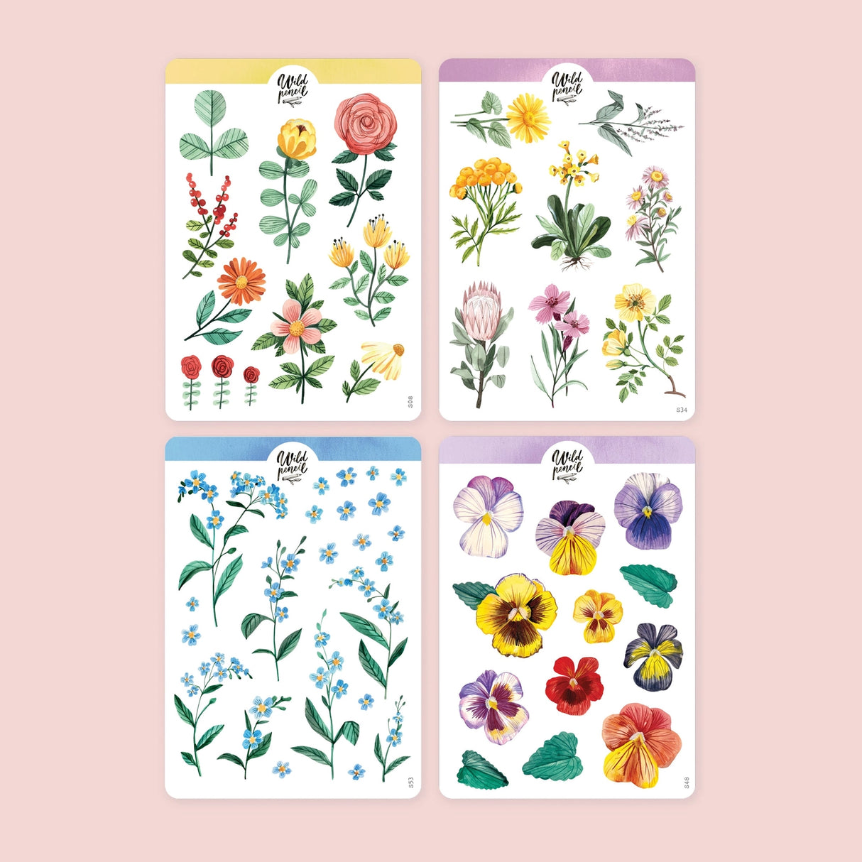 Get four stickers sheets in a bundle for better price! Perfect for your bullet journal, planner, snail mail or various other crafts. Designed from my original sketchbook illustrations, each made with love in Czech Republic.