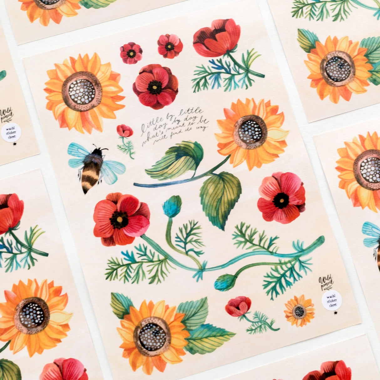 Wild Pencil Studio Washi Sticker Sheet - Sunflowers