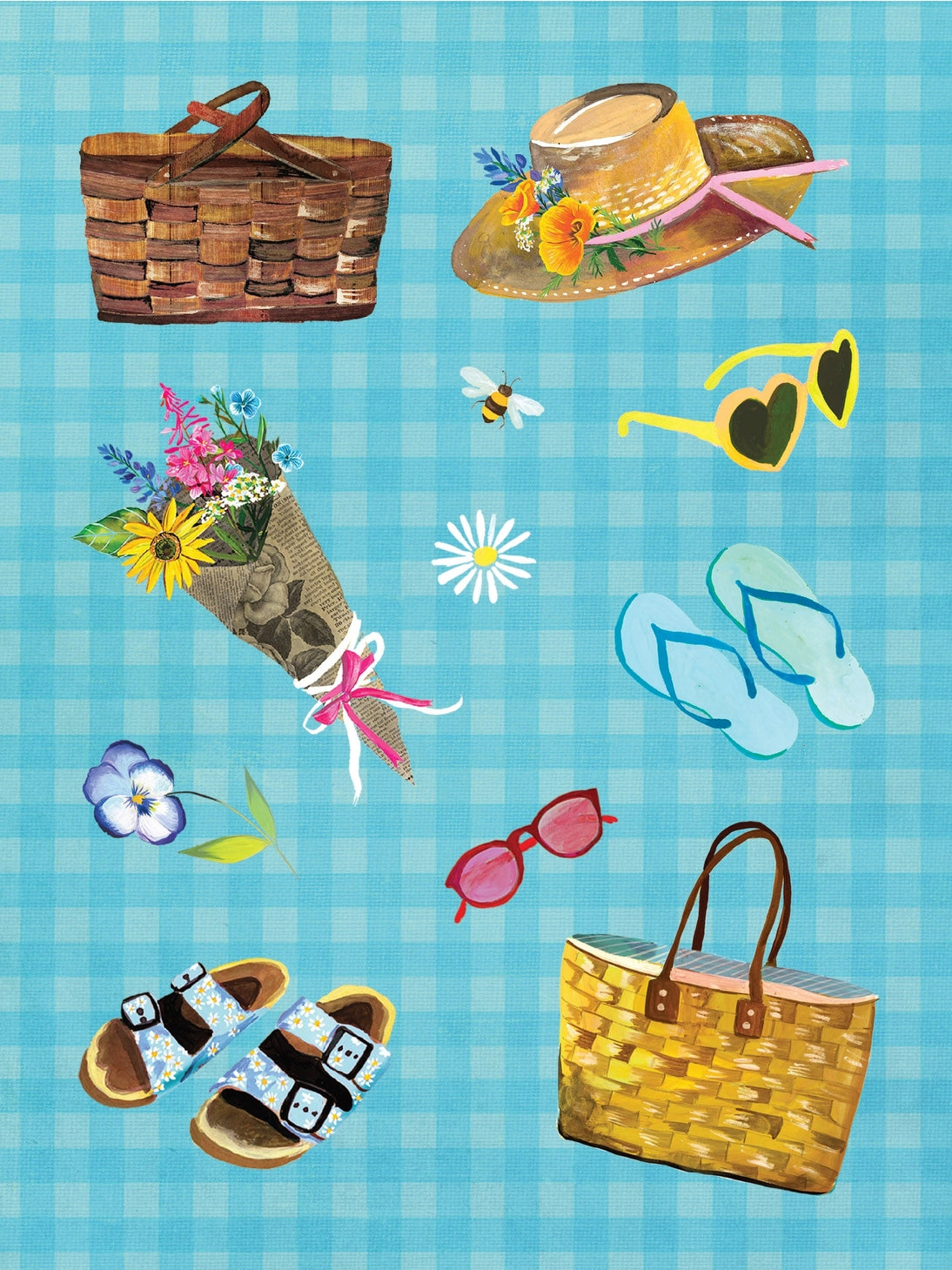 Fresh fruits, flowers, and gingham galore! This sticker book is bursting with the wonderful, whimsical art of bestselling author and illustrator Katie Daisy. Featuring 100+ die-cut stickers with a wildflower picnic theme, the set includes beautiful butterflies and wildflowers, sweet jam jars and juicy fruit, luscious pies and charcuterie boards perfect for decorating journals, planners, water bottles, tumblers, and more!