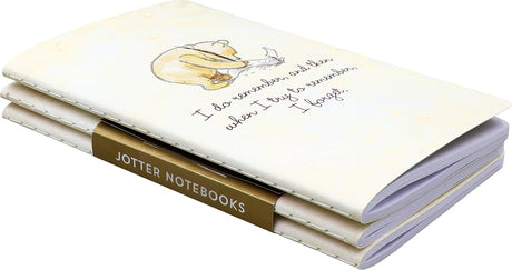 Jot down thoughts, notes, and ideas in style while on the go with this delightful set of 3 mini notebooks!

The cover of each notebook features a charming Winnie-the-Pooh design featuring A. A. Milne's beloved characters, as illustrated by Ernest H. Shepard.