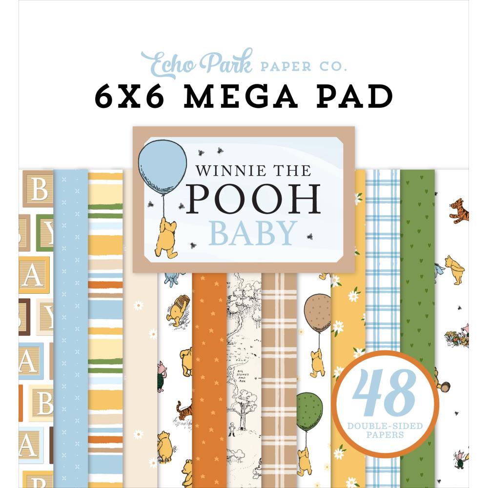 Winnie The Pooh Baby - Echo Park Double-Sided Cardmarkers Mega Paper Pad 6"X6"