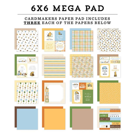 Winnie The Pooh Baby - Echo Park Double-Sided Cardmarkers Mega Paper Pad 6"X6"