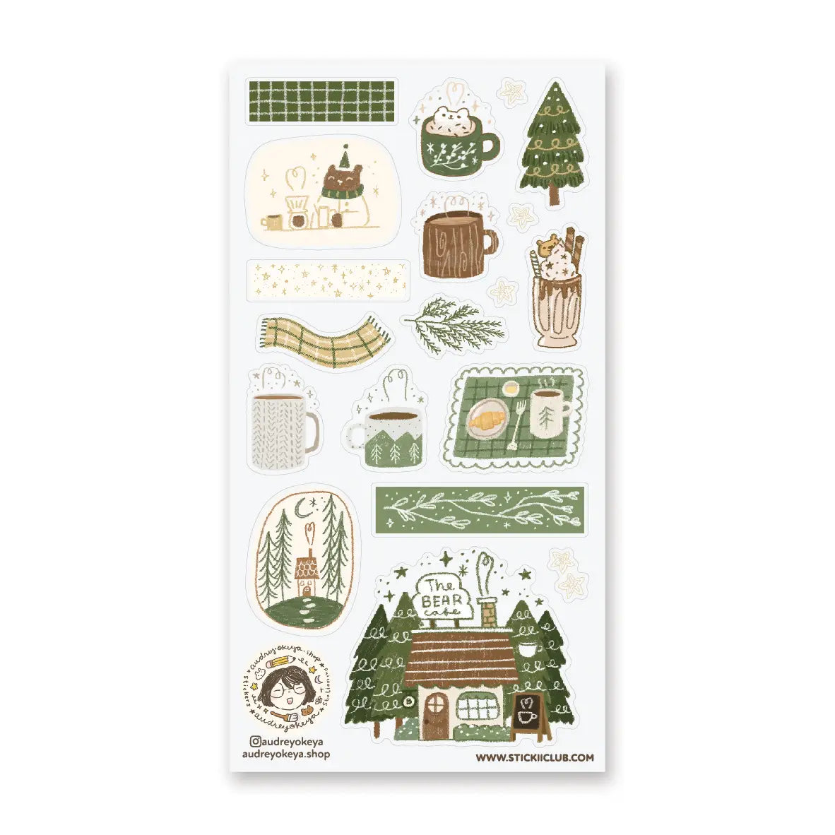 STICKII Winter Bear Cafe Sticker Sheet