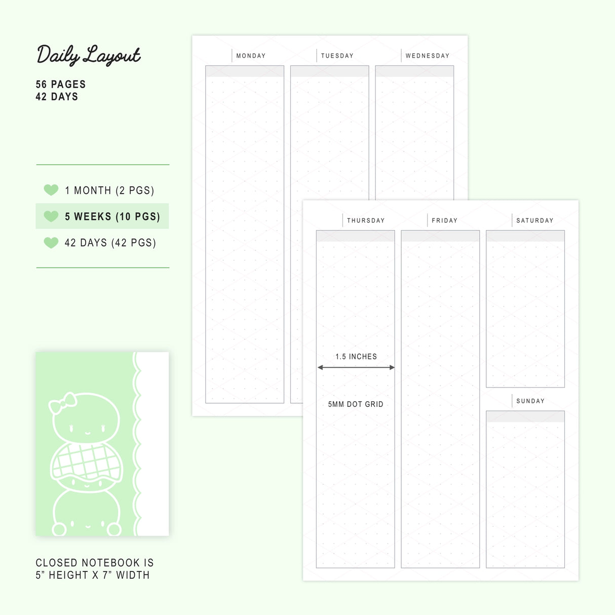 Use this notebook for your daily journaling or planning, as an insert in your B6 planner, or as a standalone notebook for doodling, scrapbooking, or memory keeping! A bun totem of the Steam Team's Charlie, Laila, and Bolo Bob can be seen peeking out of the front, back, and inside covers ;)

SPECIFICATIONS

SIZE: 5" wide and 7" tall, slotting perfectly into the strings of any B6 Traveler's Notebook (TN) cover