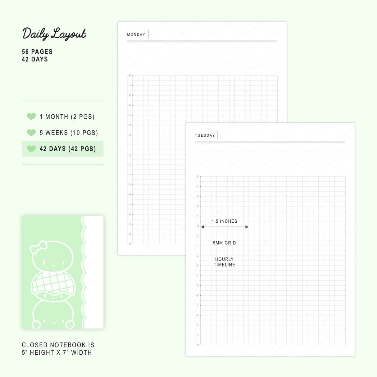 Use this notebook for your daily journaling or planning, as an insert in your B6 planner, or as a standalone notebook for doodling, scrapbooking, or memory keeping! A bun totem of the Steam Team's Charlie, Laila, and Bolo Bob can be seen peeking out of the front, back, and inside covers ;)

SPECIFICATIONS

SIZE: 5" wide and 7" tall, slotting perfectly into the strings of any B6 Traveler's Notebook (TN) cover