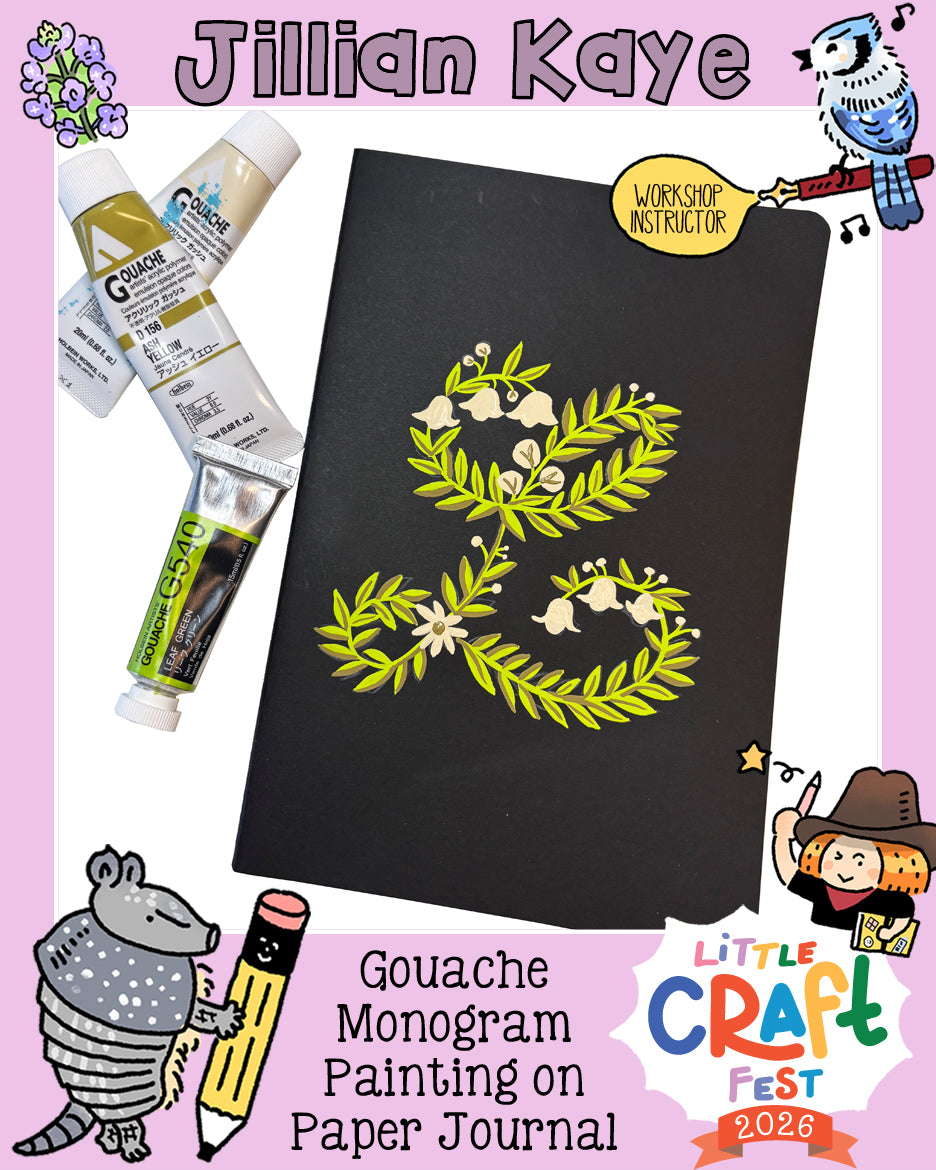 Gouache Monogram Painting on Paper Journal with Jillian Kaye