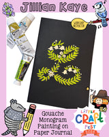 Gouache Monogram Painting on Paper Journal with Jillian Kaye