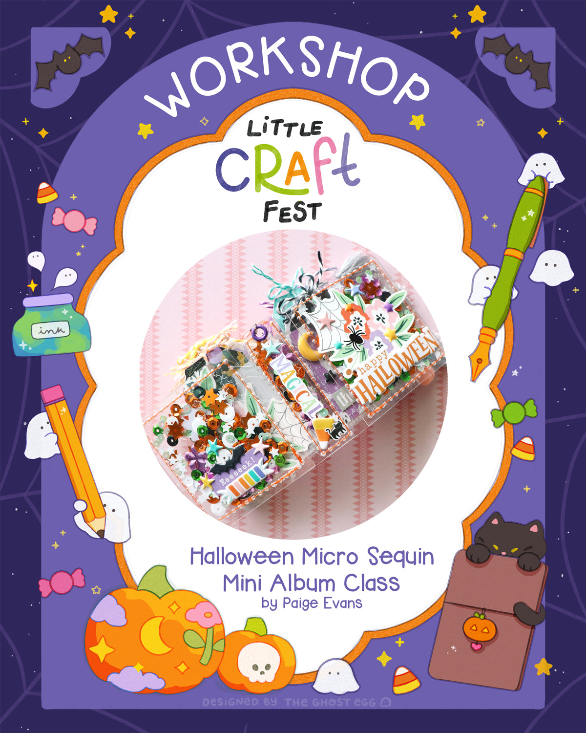Halloween Micro Sequin Mini Album Class by Paige Evans