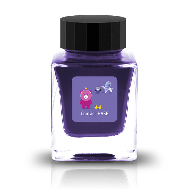 The Three-Year Anniversary Contact Collection features rich, vibrant colors with a smooth writing experience and fascinating characteristics such as shimmer and scent. The “Super” inks contain iridescent shimmer particles that shift color with the light, while the scented inks add a sensory twist to your writing. Please note that scented inks may feather when a large amount is applied—using fountain pen–friendly paper is recommended for the best results.