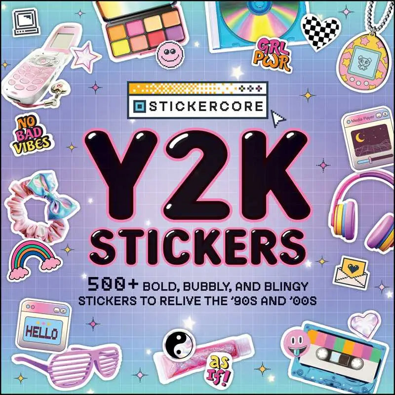 Embrace the Y2K aesthetic with over 500 retro stickers perfect for ’90s nostalgia, scrapbooking, personalizing your space, and adding a unique style to laptops, water bottles, and more!

Flip phones, chunky platform shoes, mixtapes, scrunchies, sunglasses, and everything bedazzled—what’s not to love about the Y2K aesthetic? This Y2K sticker collection offers 500 retro stickers perfect for ’90s and early aughts nostalgia. Personalize your everyday items with Y2K stickers, adding a nostalgic touch to laptops,