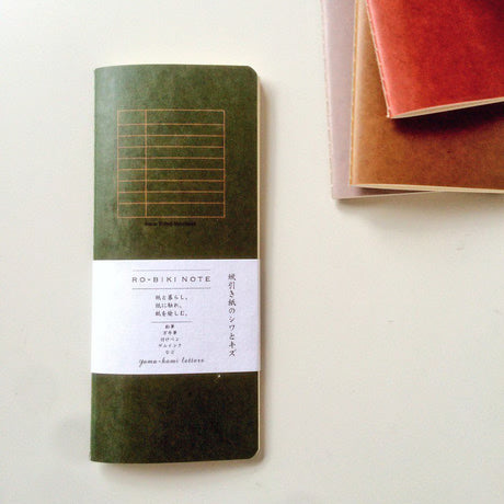 The RO‑BIKI Note is a beautifully crafted Japanese notebook known for its distinctive waxed paper cover, which gains character the more you use it. Over time, the cover softens, develops a natural patina, and becomes uniquely yours—making every notebook feel personal and well‑loved.

Inside, you’ll find high‑quality 6mm ruled paper ideal for writing, sketching, planning, or journaling. Its compact size makes it perfect for everyday carry, while the durable construction ensures it holds up to frequent use.

