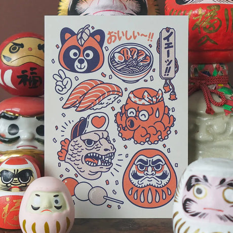 Yeaaah! Studio Post Card - Nihon

This illustration brings together various famous elements of traditional Japanese culture, food, and pop. Translations : Delicious! : Yeaaah!

• Postcard format A6 (14.8 x 10.5cm)
• Fedrigoni Arena 300gm2 FSC certified paper
• printed in France