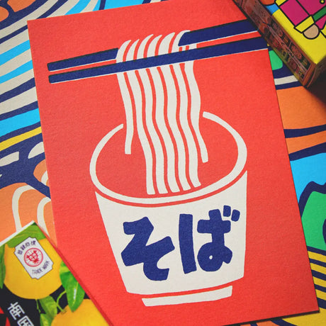 This illustration is inspired by Japanese commercial illustrations from the early 20th century. It's a false brand for soba which are buckwheat noodles.

• Postcard format A6 (14.8 x 10.5cm)
• Fedrigoni Arena 300gm2 FSC certified paper
• printed in France