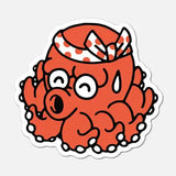 Takotaro is one of our original characters. It is inspired by the mascots that can be found on the front of takoyaki stands, these small dumplings filled with octopus.
The name Takotaro is composed of the Japanese word “tako” which means “octopus” and the suffix “taro” which means “eldest son” and which is added to many Japanese names.

• Vinyl sticker
• 3.8x9 cm
• PVC free
• Anti-UV varnish
• Can be used outside
• Printed in Sweden