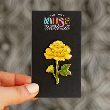 Yellow Rose Enamel Pin