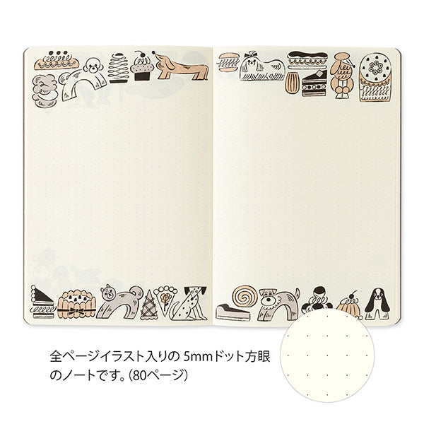 Yuru Log is a notebook series that allows anyone to easily keep a record of their daily lives in a "loose and fun" way. Yuru means Relax and Log stand for Record. It is perfect for people who want to enjoy recording their daily lives while decorating their notebooks or diaries but are not good at layout or drawing, or for beginners who are interested but find it difficult to get started.

The "Sweets and Animal Patterns" design was created by Ikumi Ouchi, known for its charming hand-drawn touch and charming