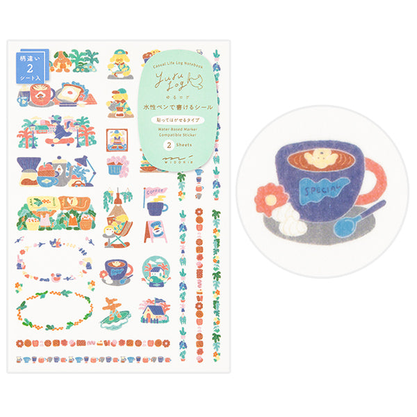 Yuru Log Writable Sticker Sheets - Coffee Shop





These stickers come in a wide variety of designs perfect for use with your notebook
They include two sheets: one large sheet perfect for writing, and one small sheet perfect for filling in the margins.

The "Coffee Shop Pattern" drawn by Mikiko Yamazato features intricate details and vibrant colors, making it an attractive design. The design is also easy to use for recording cafes or coffee.





The great thing about these stickers is that you can easily 