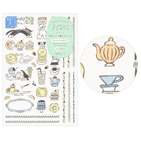 Yuru Log Writable Sticker Sheets - Sweets and Animal





These stickers come in a wide variety of designs perfect for use with your notebook
They include two sheets: one large sheet perfect for writing, and one small sheet perfect for filling in the margins.

The "Sweets and Animal Patterns" illustration by Ikumi Ouchi features a simple accent with a limited number of colors for a convenient design. The design is also easy to use for cafes or recording your favorite sweets.




The great thing about these 