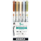 Zebra Mildliner Double Ended Marker Bold & Fine Point 5/Pkg - Neutral