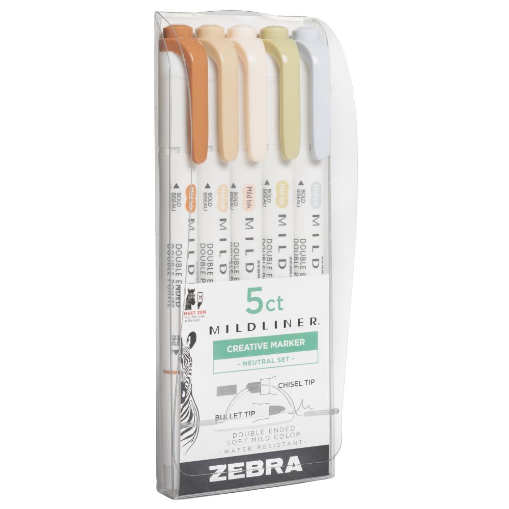Zebra Mildliner Double Ended Marker Bold & Fine Point 5/Pkg - Neutral